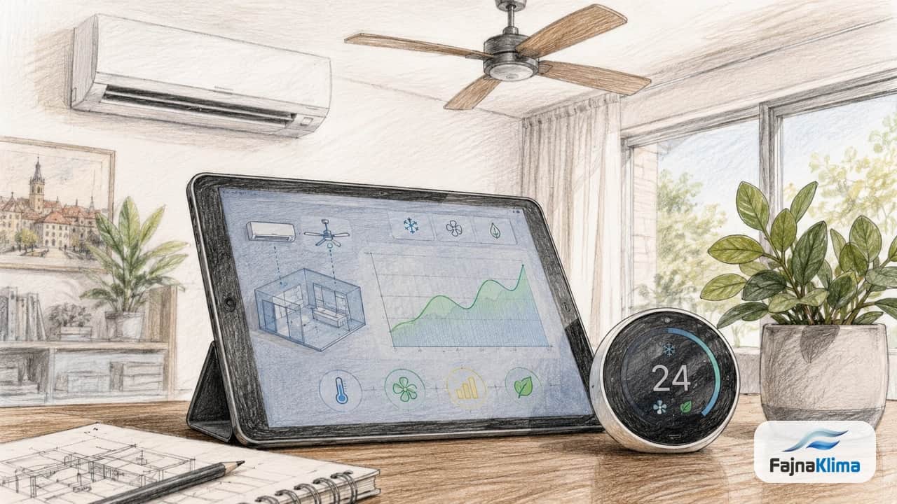 Wentylator sufitowy i klimatyzacja w mieszkaniu — schemat ustawień na lato