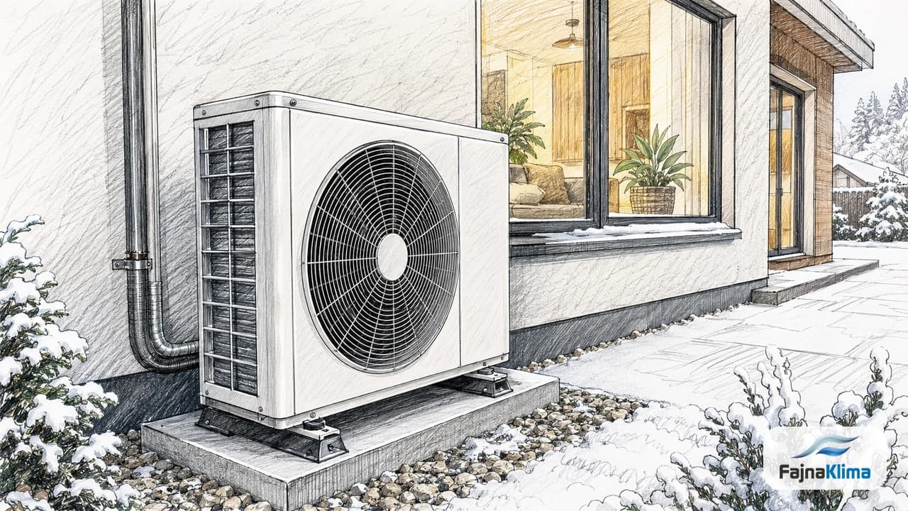Butla z czynnikiem chłodniczym R32 przy klimatyzatorze typu split
