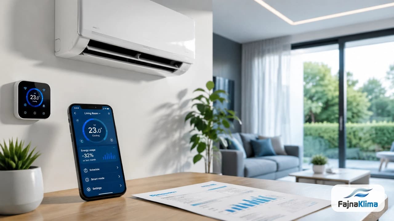 Nowoczesna inteligentna klimatyzacja sterowana smartfonem w apartamencie w Warszawie.
