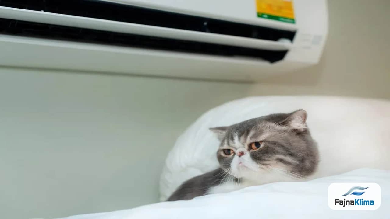 Sypialnia z klimatyzatorem ustawionym poza bezpośrednim nawiewem na łóżko
